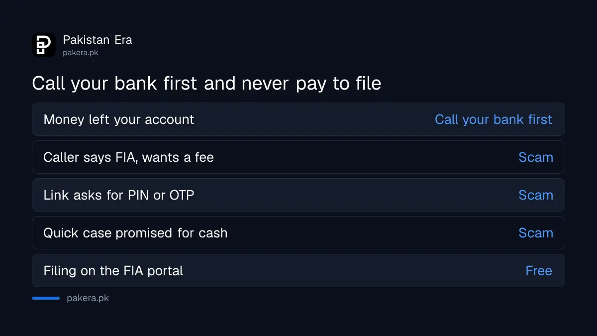 Call your bank first, and the signs of a fake FIA agent asking for money