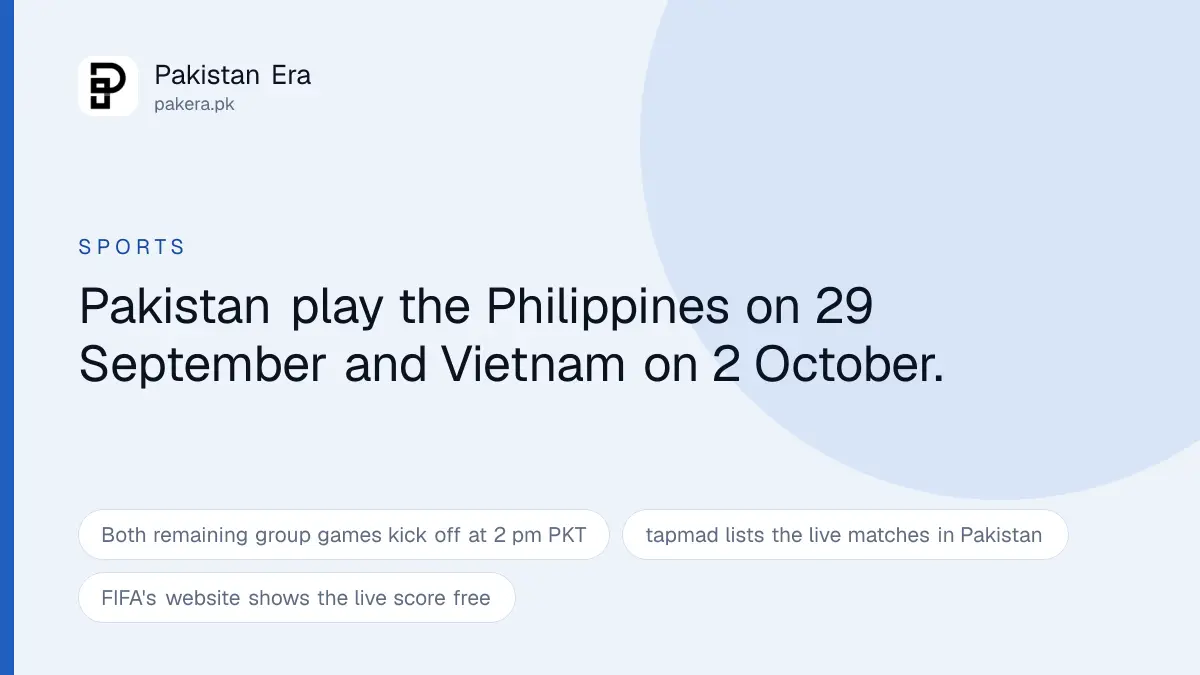 How to watch Pakistan in the FIFA ASEAN Cup 2026, schedule in PKT