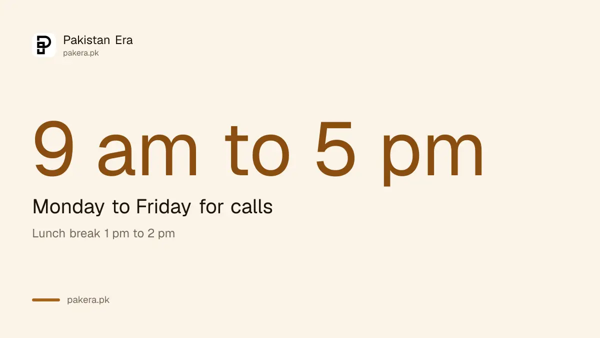 SECP phone hours: 9 am to 5 pm, Monday to Friday, with lunch from 1 pm to 2 pm