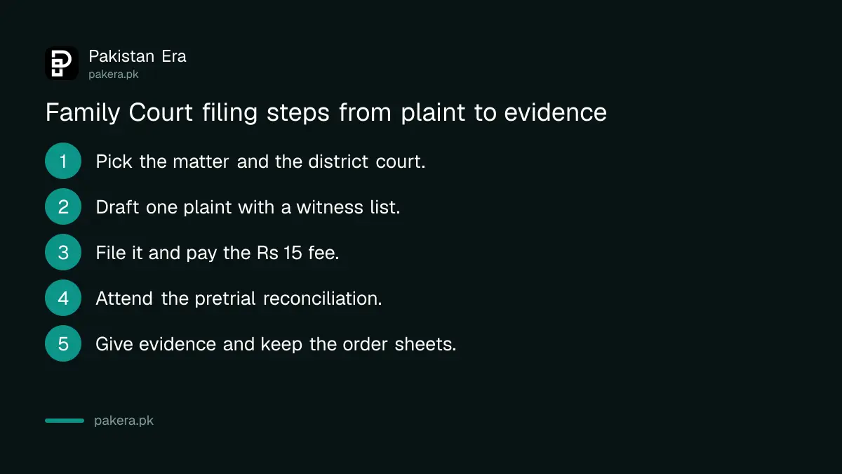 Steps to file a Family Court case in Pakistan from the plaint to evidence