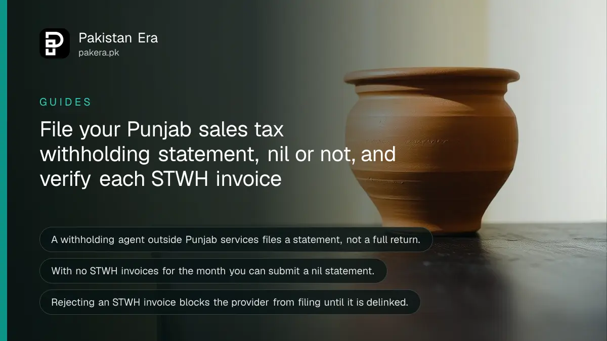 A terracotta pot on a dark wooden table, for a guide on the Punjab sales tax withholding statement on PRA Iris