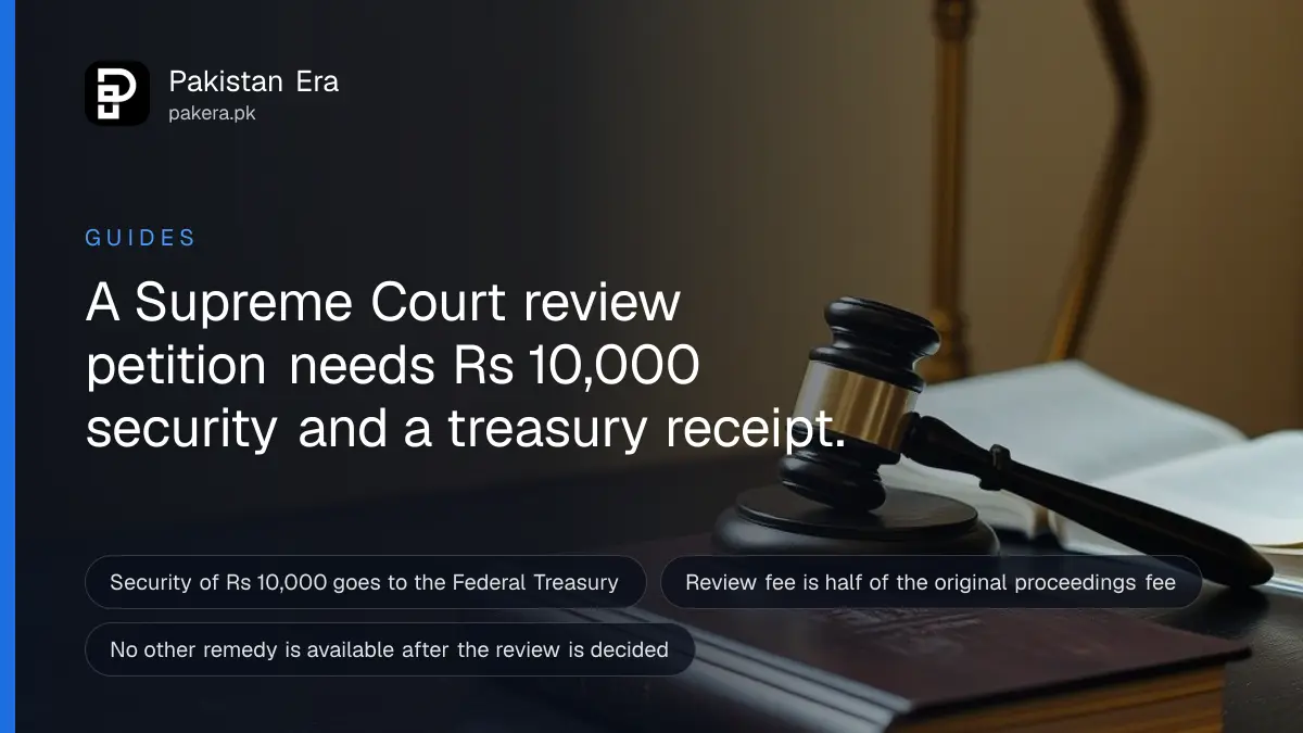 A brass desk lamp, a wooden gavel and a closed leather bound book on a dark table, for a guide to Supreme Court review petitions
