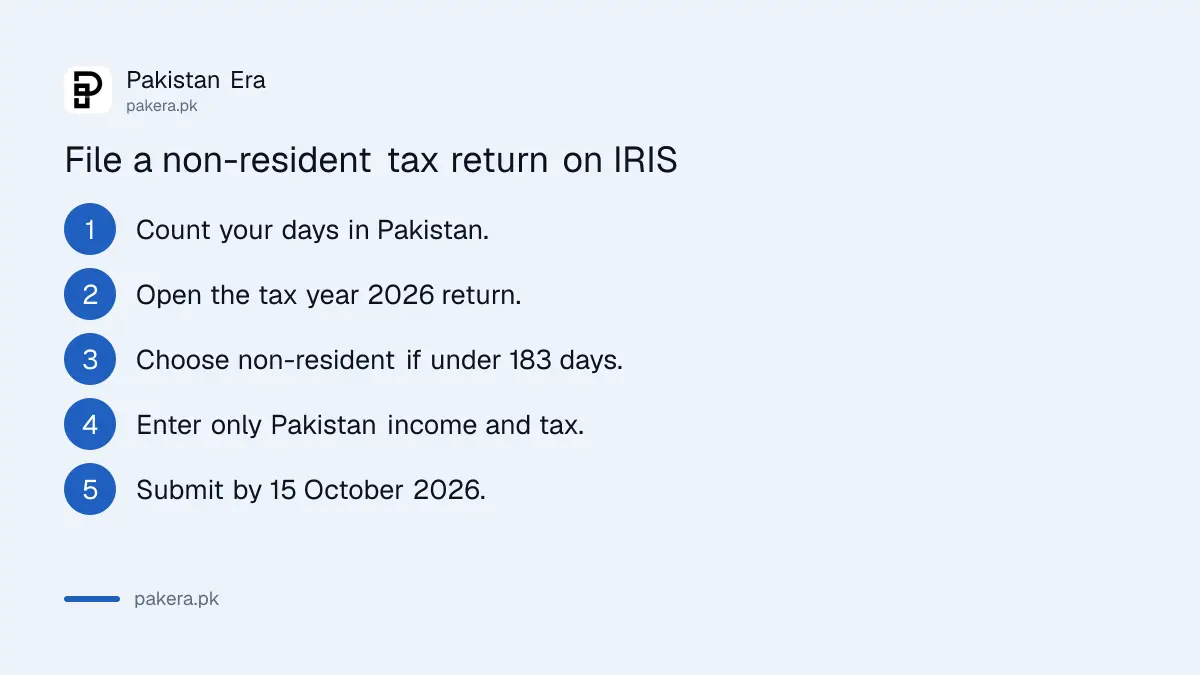 Five steps for an overseas Pakistani to file a non-resident FBR tax return on IRIS
