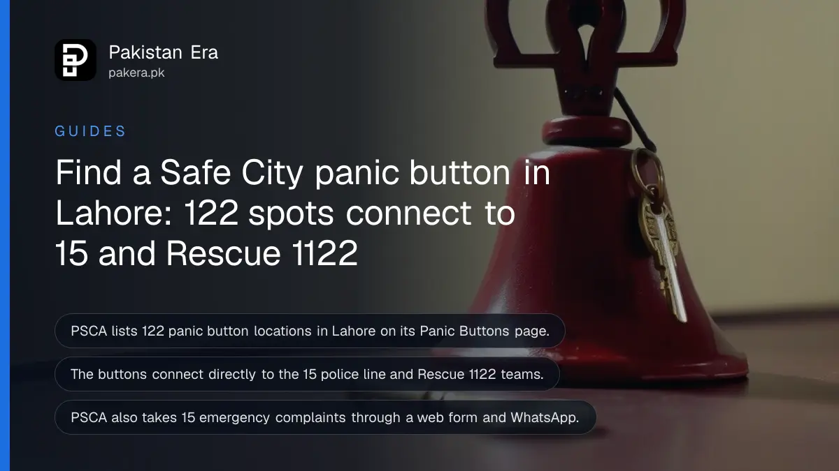 A brass key and a metal bell on a dark wooden table, for a guide to Safe City panic buttons in Lahore