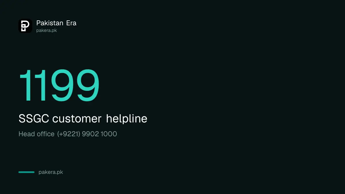 SSGC helpline 1199 for all regions