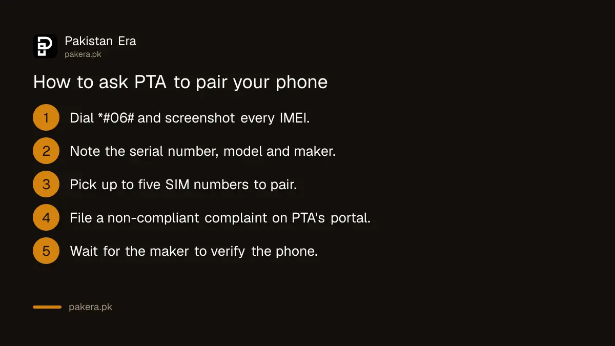 Steps to ask PTA to pair a duplicate IMEI phone with your SIM numbers