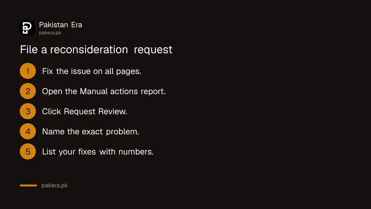 Seven steps to file a reconsideration request for a Google manual action