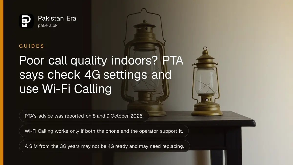 A brass lantern on a dark wooden table, for a guide to fix poor call quality in Pakistan with PTA's advice
