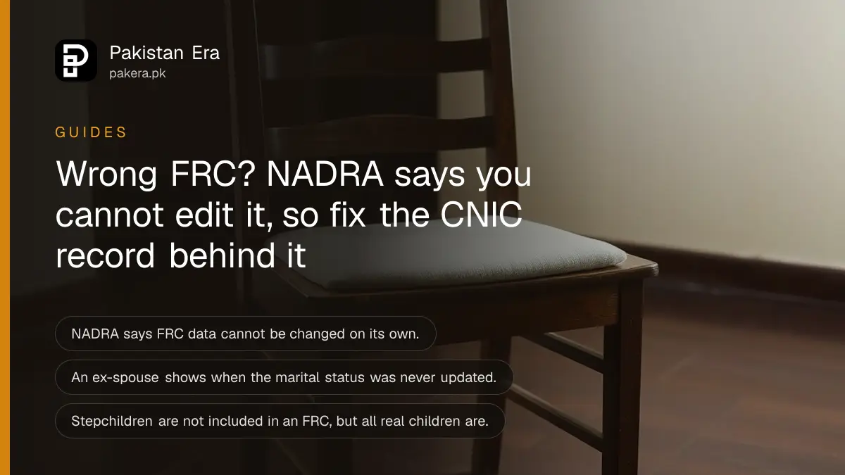 A wooden chair in an empty room, for a guide to fixing a wrong family registration certificate in Pakistan