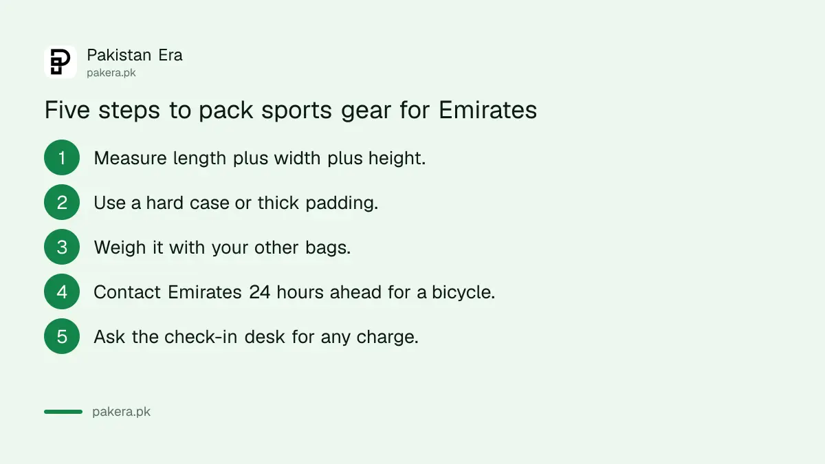 Steps to pack sports equipment for an Emirates flight
