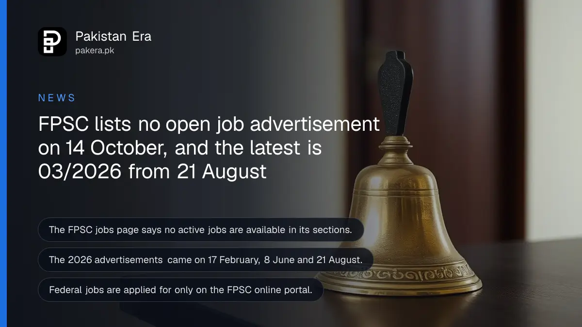A brass bell on a dark wooden table, for a report on FPSC having no open job advertisement in October 2026