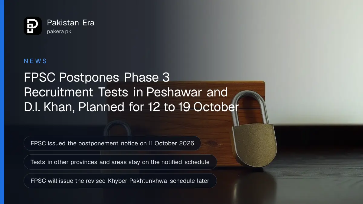 A closed wooden box and a plain brass padlock on a dark wooden table, for news on FPSC tests postponed in Khyber Pakhtunkhwa