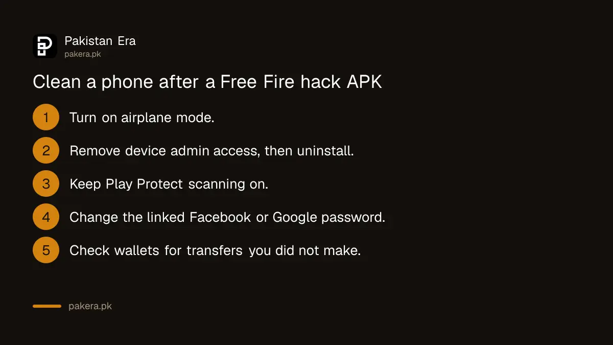 Steps to clean a phone after installing a Free Fire hack APK