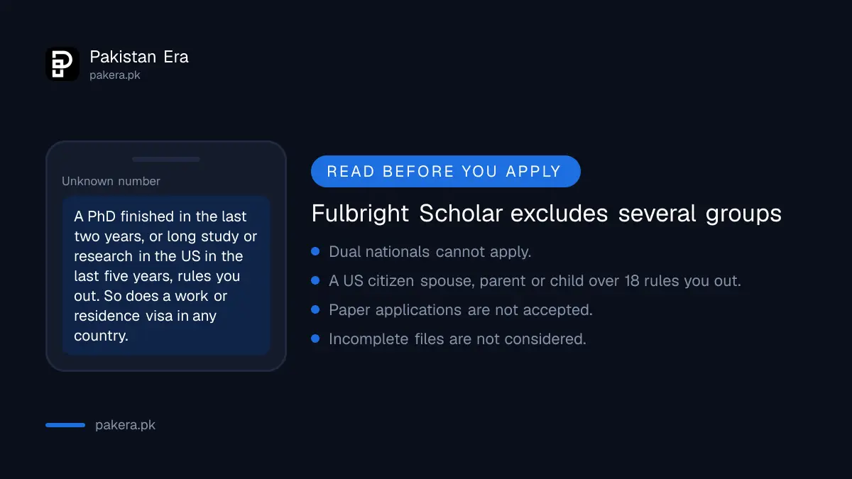 Groups excluded from the Fulbright Scholar Program 2027 in Pakistan