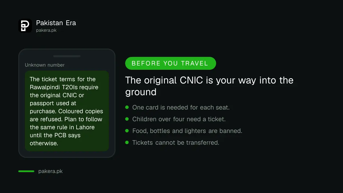 Gaddafi Stadium entry rules: original CNIC, no food, bottles, lighters or vuvuzelas