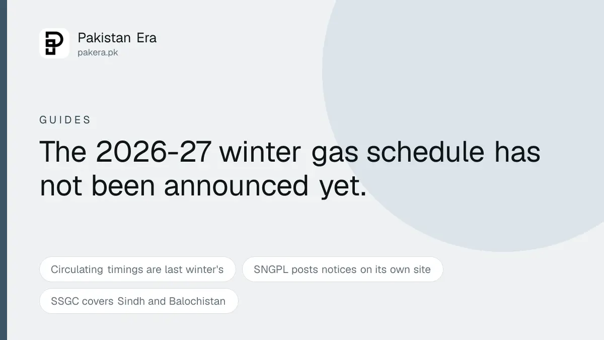 Gas load shedding schedule in Pakistan this winter