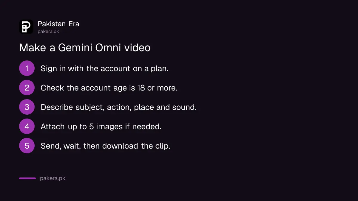 Steps to make a Gemini Omni AI video in Pakistan