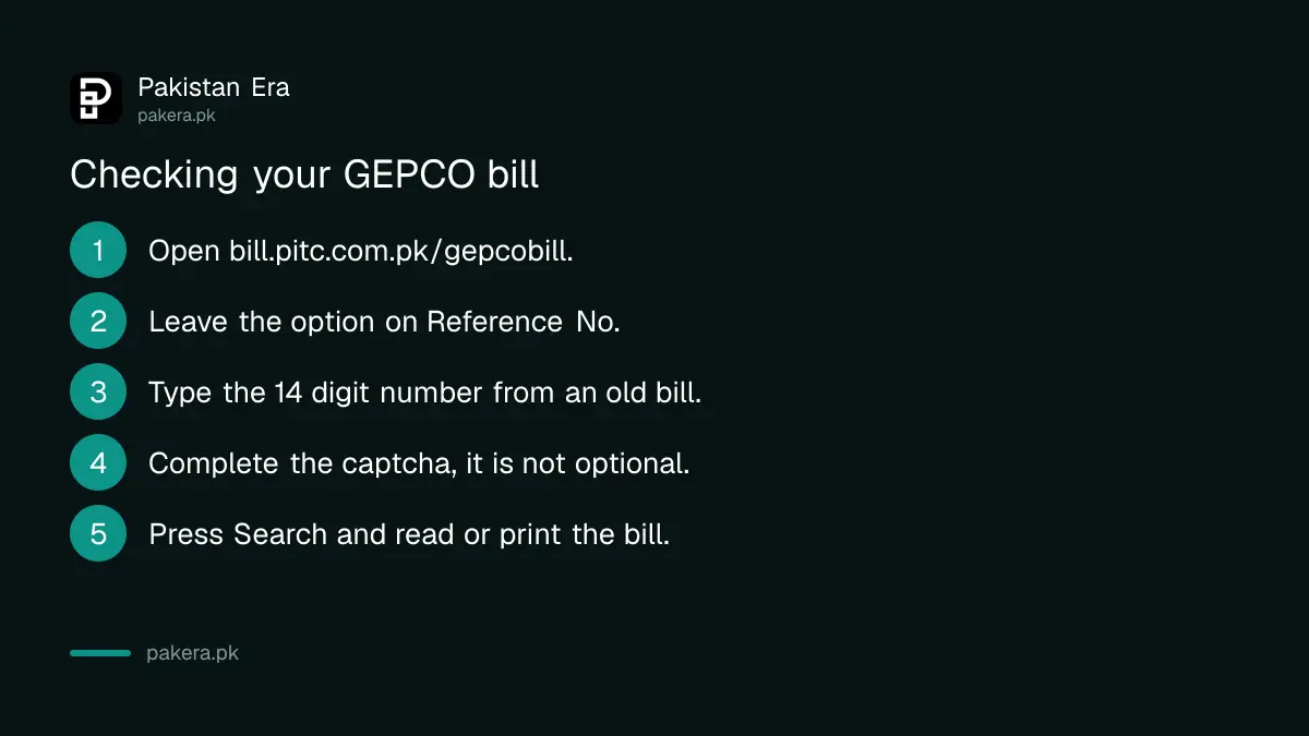 Steps to check a GEPCO electricity bill online