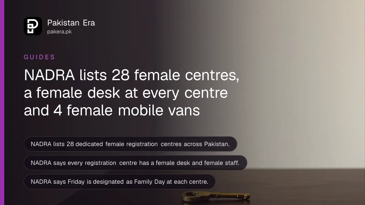 A brass key on a dark wooden table, for an article on NADRA female centre and female desk
