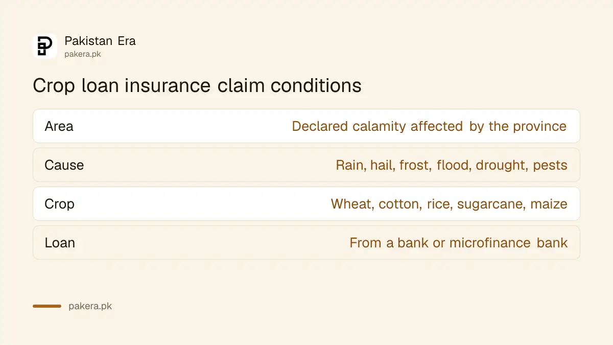 Two conditions for a crop loan insurance claim: calamity declared area and an insured peril