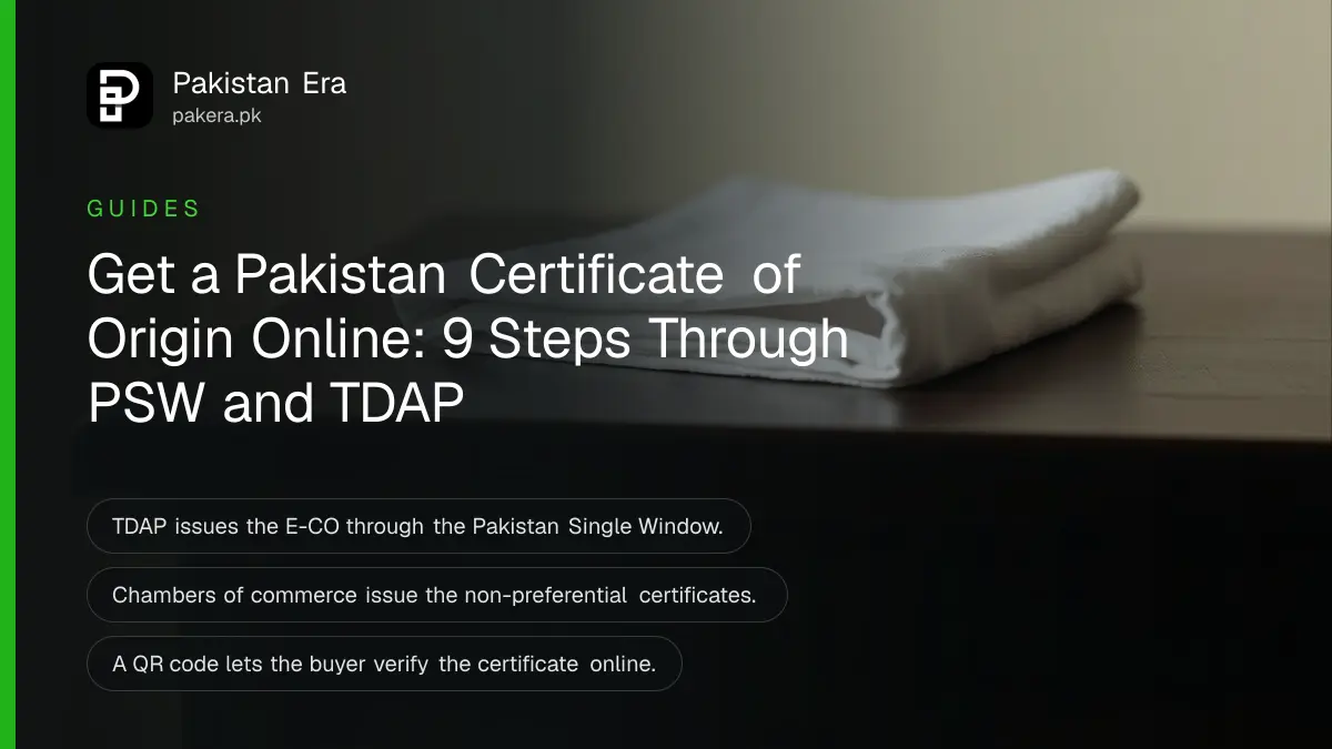 A folded white cloth on a dark wooden table, for an article on e-co certificate of origin pakistan