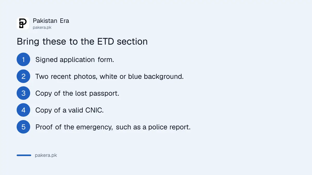 Documents needed for a Pakistani emergency travel document at the Jeddah consulate