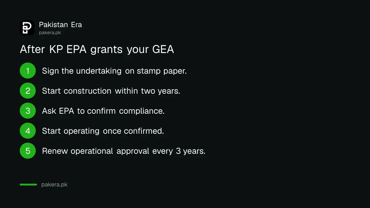 What happens after KP EPA grants a General Environmental Approval