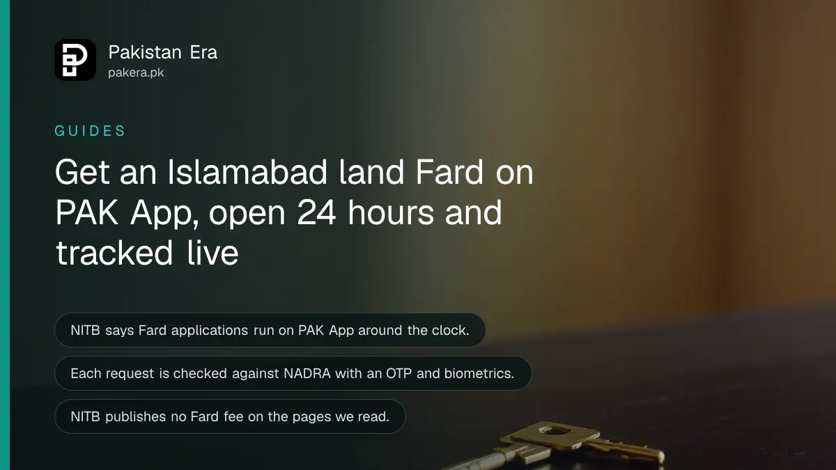 A brass key on a dark wooden table, for a guide on getting a land Fard in Islamabad on PAK App