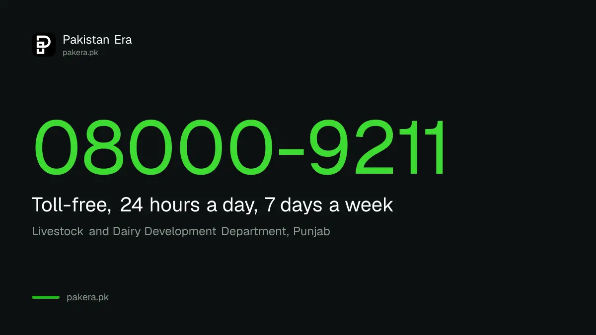 Punjab livestock helpline 08000-9211 is toll-free and open 24 hours a day