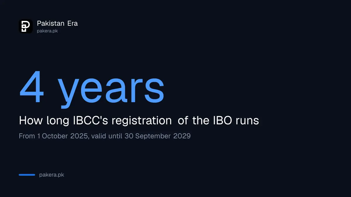 How long IBCC's registration of the IBO runs