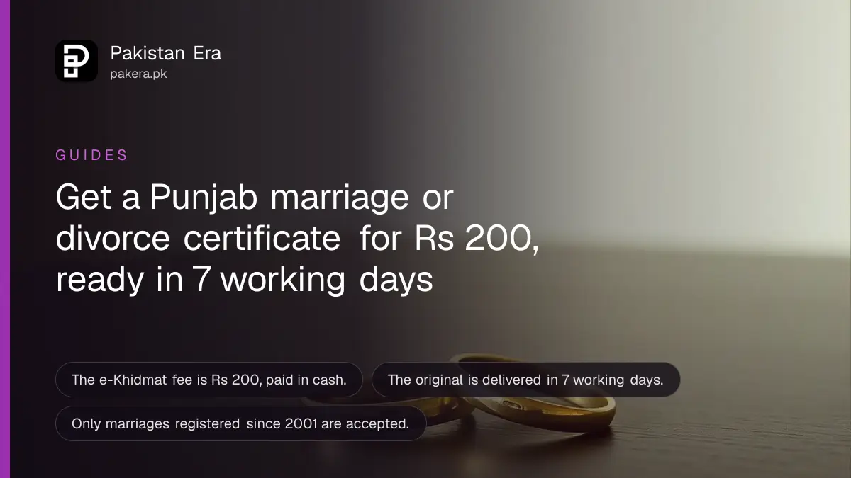 A pair of plain brass rings on a dark wooden table, for a guide to a Punjab marriage certificate