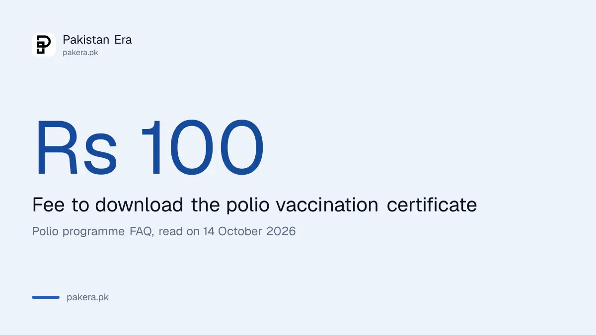 Fee to download the polio vaccination certificate