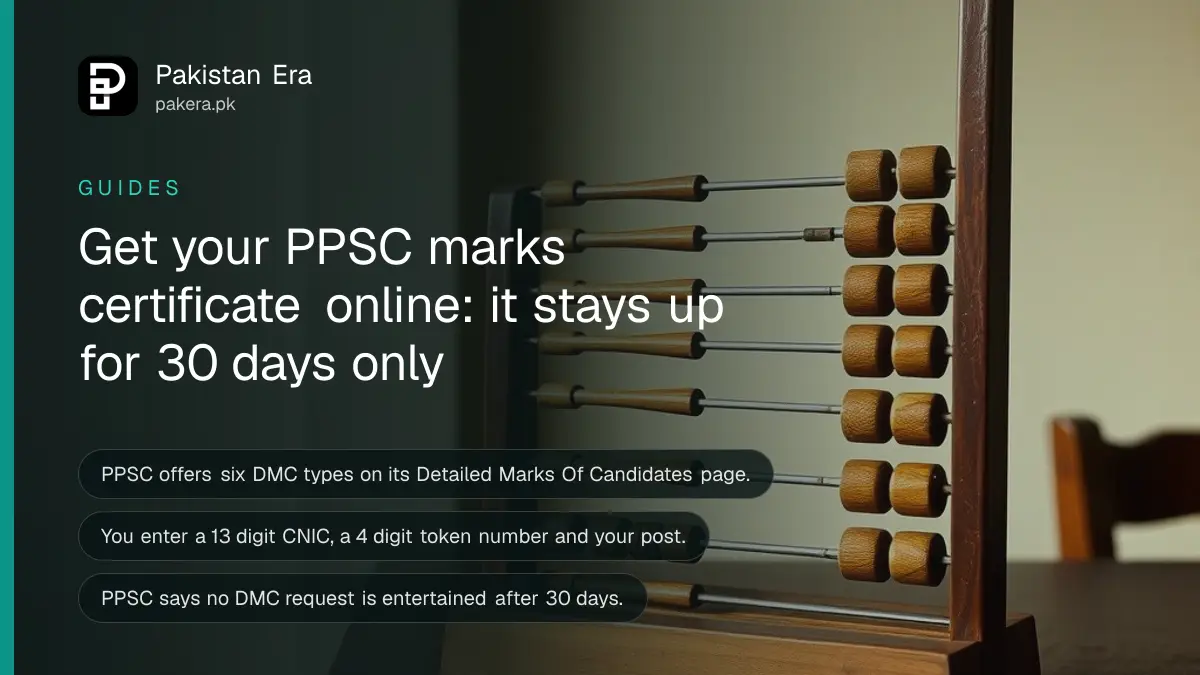 A wooden abacus on a dark wooden table, for an article on how to get a PPSC detailed marks certificate