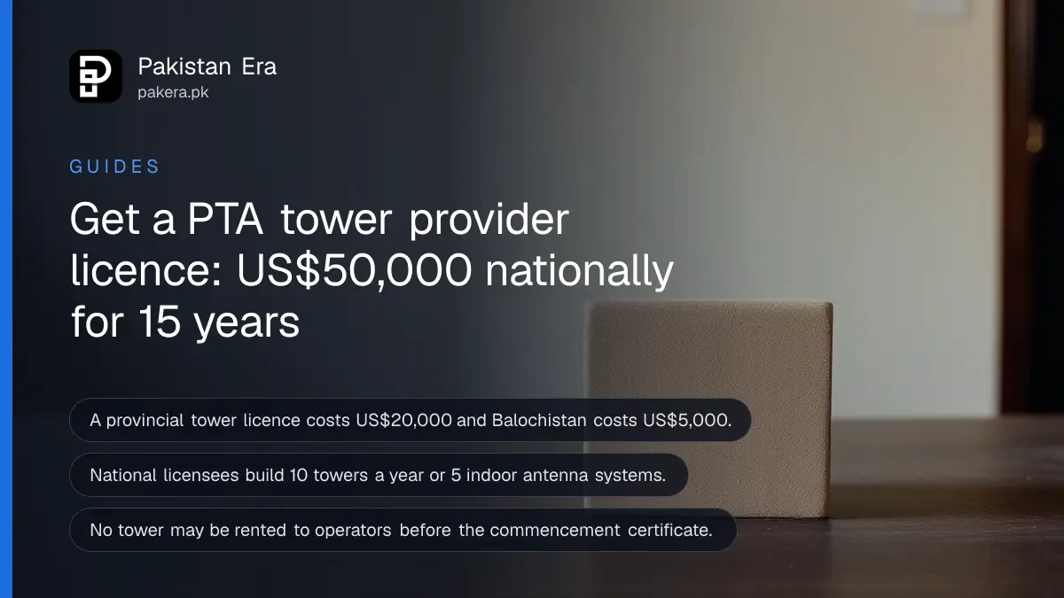 A wooden building block on a dark wooden table, for a guide on getting a PTA telecom tower provider licence in Pakistan