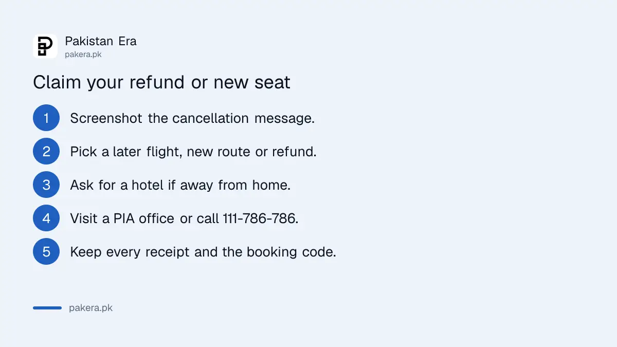 Steps to claim a refund or new seat after a cancelled PIA Skardu or Gilgit flight