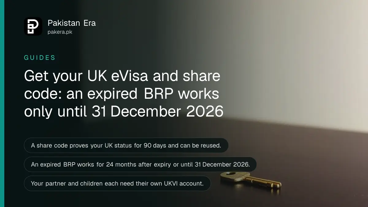 A small brass key on a dark wooden table, for a guide on getting a UK eVisa and share code