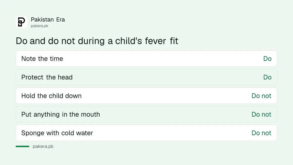 Do and do not steps for a child having a fever fit