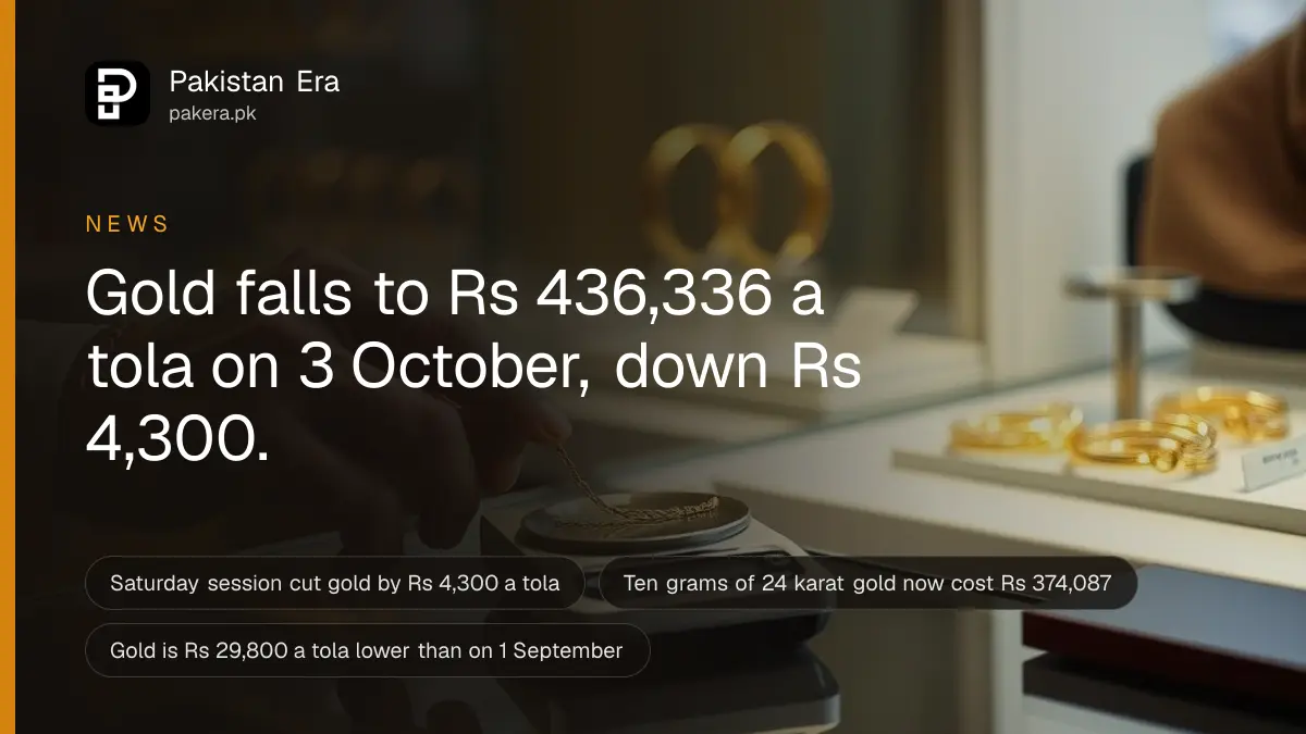 A jeweller weighing a gold chain on a small digital scale at a glass counter in a Lahore jewellery shop