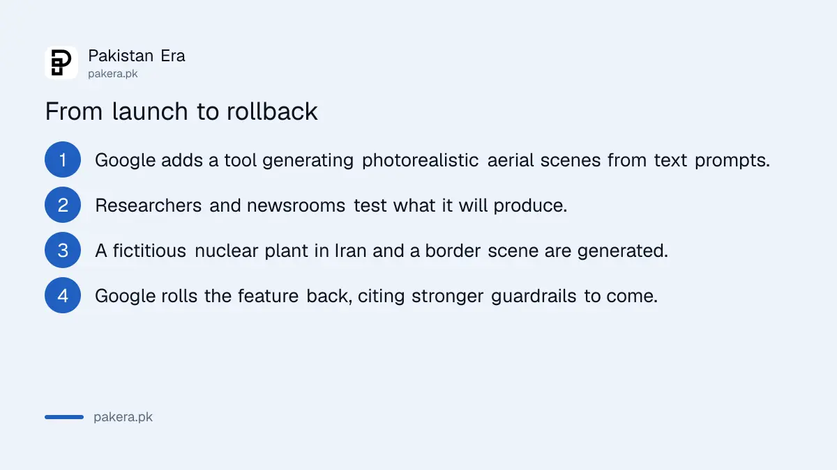 Timeline of Google launching and then removing its Earth AI imagery tool