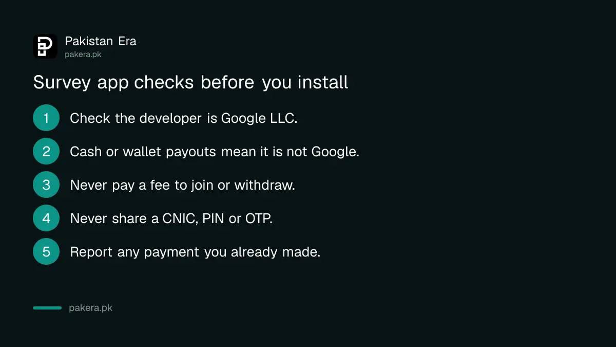 Five checks to run before installing a survey or rewards app in Pakistan
