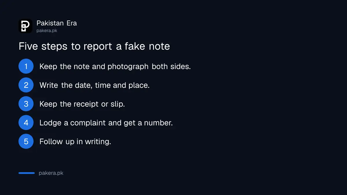 Five steps to report a fake note you received from a bank or ATM
