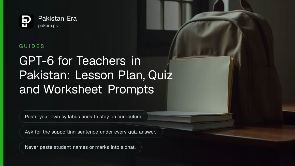A school bag and notebooks on a classroom desk