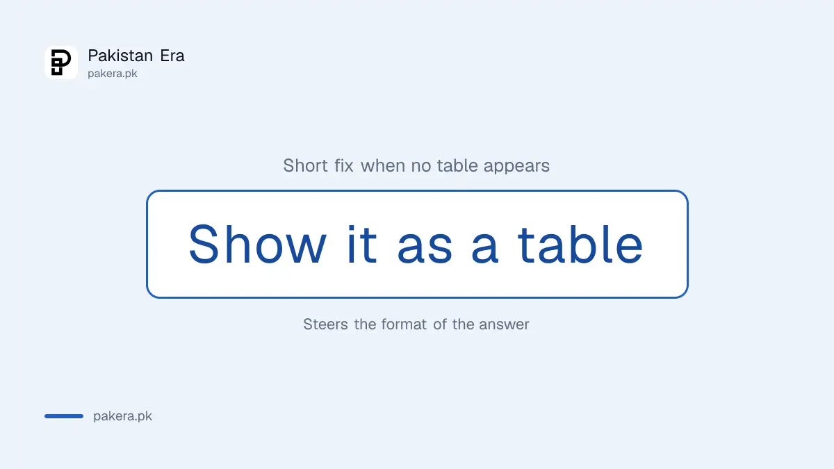 Short fix when no table appears: Show it as a table
