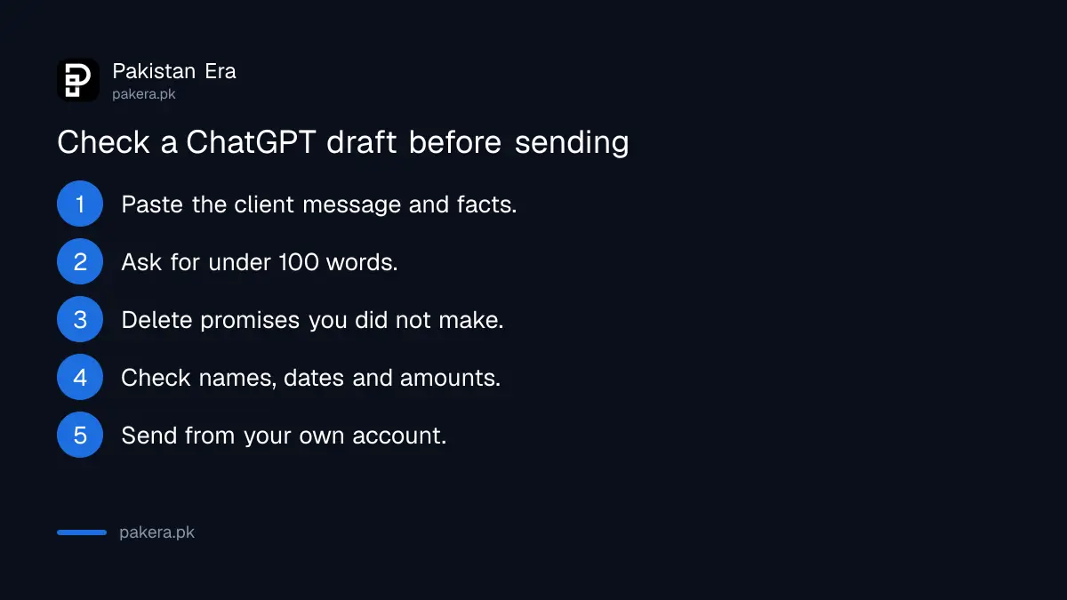 Five steps to check a ChatGPT draft before sending it to a client