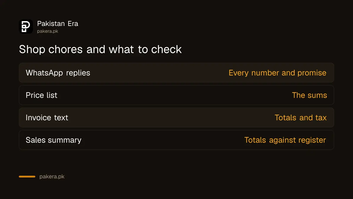 Four shop chores GPT-6 can help with: WhatsApp replies, price lists, invoices and sales summaries