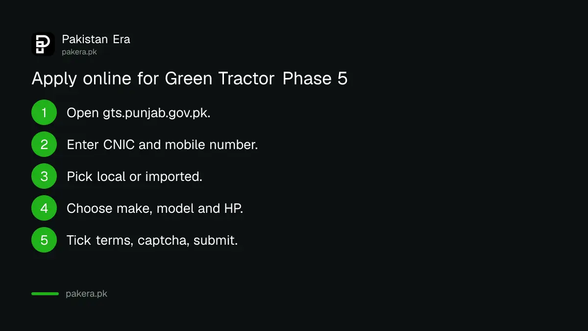Steps to apply online for the Punjab Green Tractor Scheme Phase 5