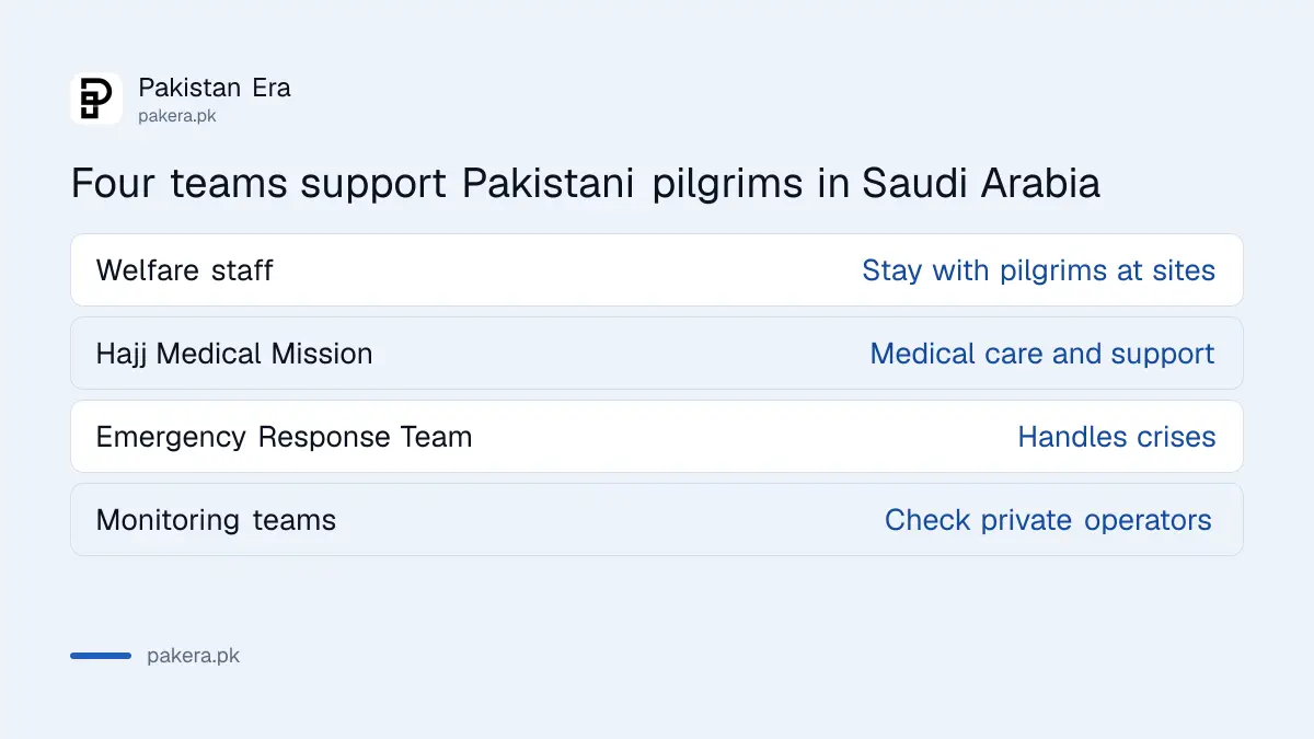 Help teams for Pakistani Hajj pilgrims in Saudi Arabia