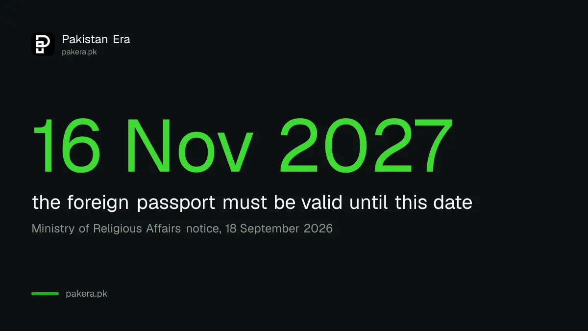 Foreign passport must be valid until 16 November 2027 for a POC spouse Hajj 2027 request