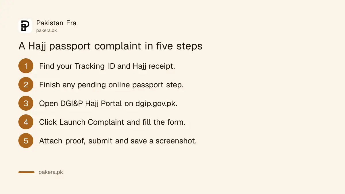 Five steps to file a Hajj passport delay complaint with DGI&P