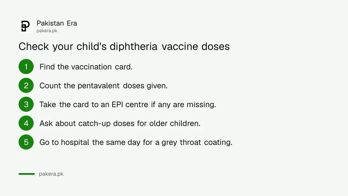 Five steps parents in Pakistan can take to check a child's diphtheria vaccine doses